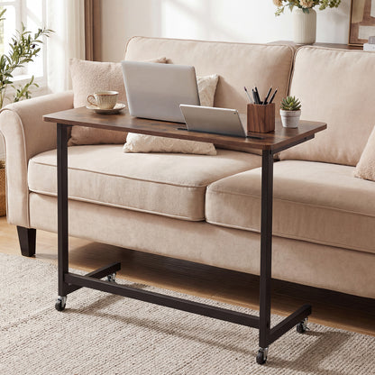 Mobile Side Table Rolling Laptop Desk Cart with Tablet Slot, Rustic Brown End & Side Tables at Gallery Canada