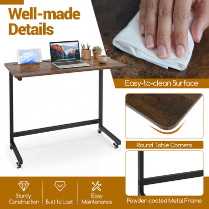 Mobile Side Table Rolling Laptop Desk Cart with Tablet Slot, Rustic Brown End & Side Tables at Gallery Canada