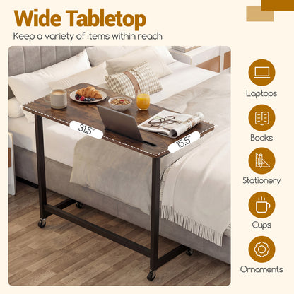 Mobile Side Table Rolling Laptop Desk Cart with Tablet Slot, Rustic Brown End & Side Tables at Gallery Canada