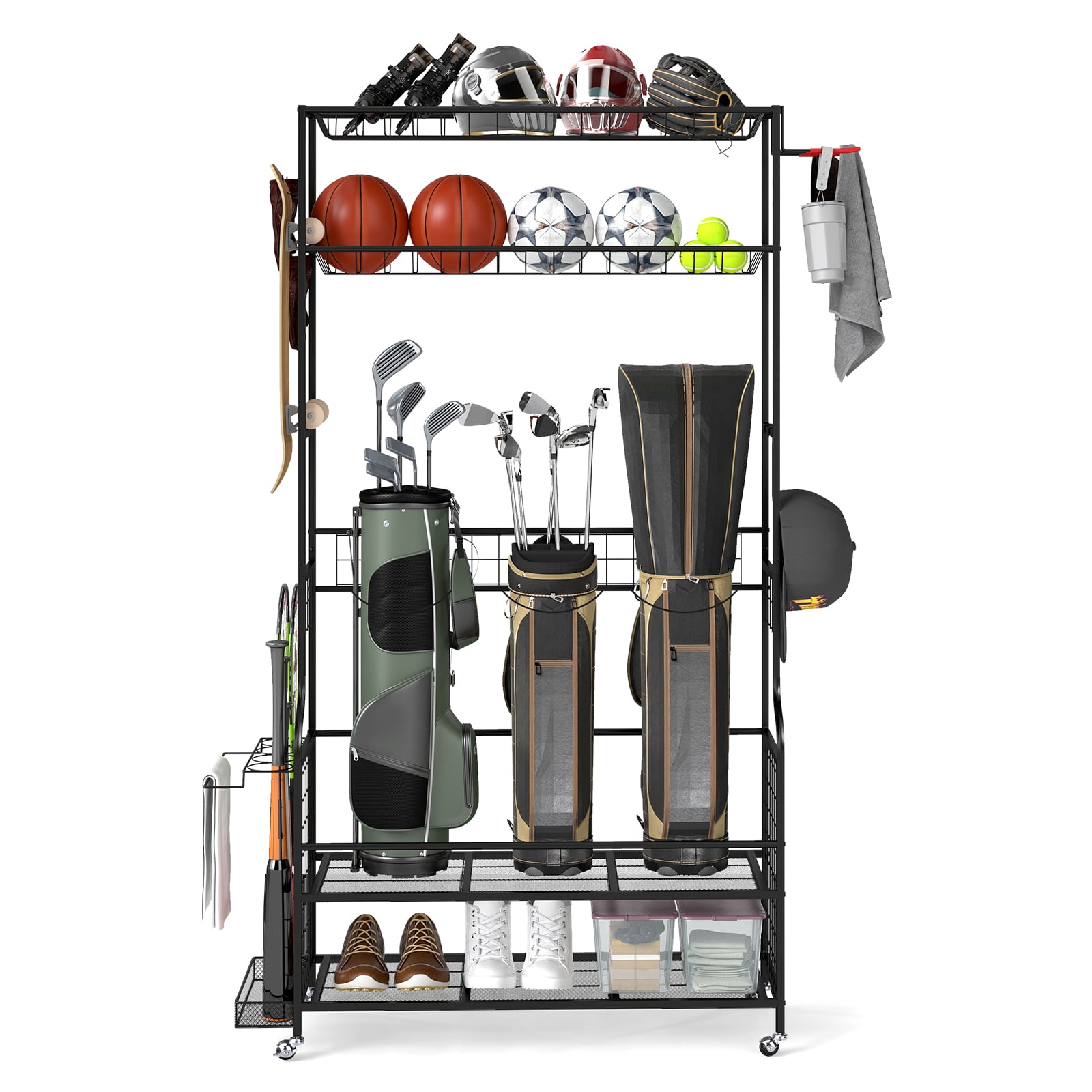Mobile Sports Equipment Organizer, Golf Bag Storage, Club Rack, Black Sport Equipments at Gallery Canada