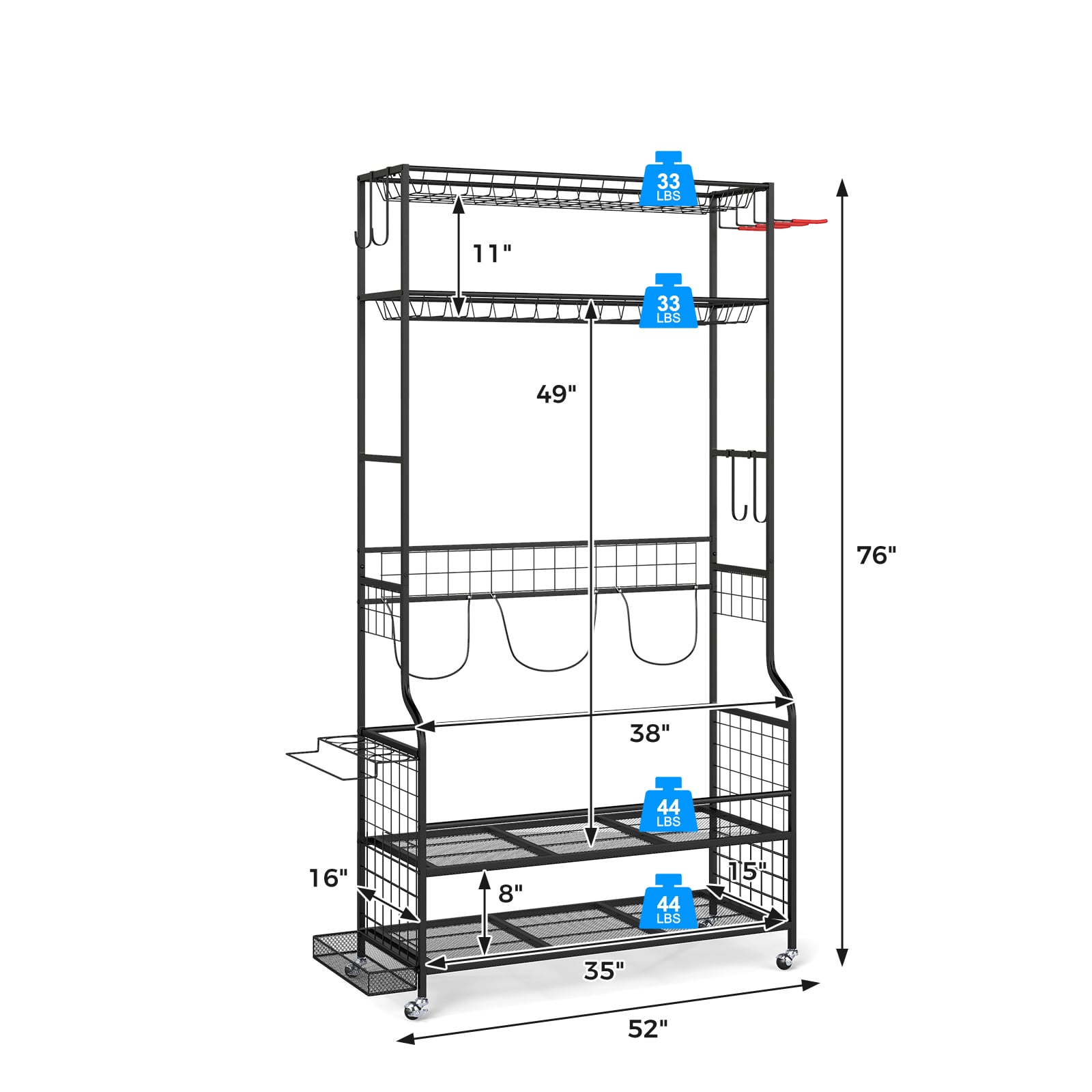 Mobile Sports Equipment Organizer, Golf Bag Storage, Club Rack, Black Sport Equipments at Gallery Canada