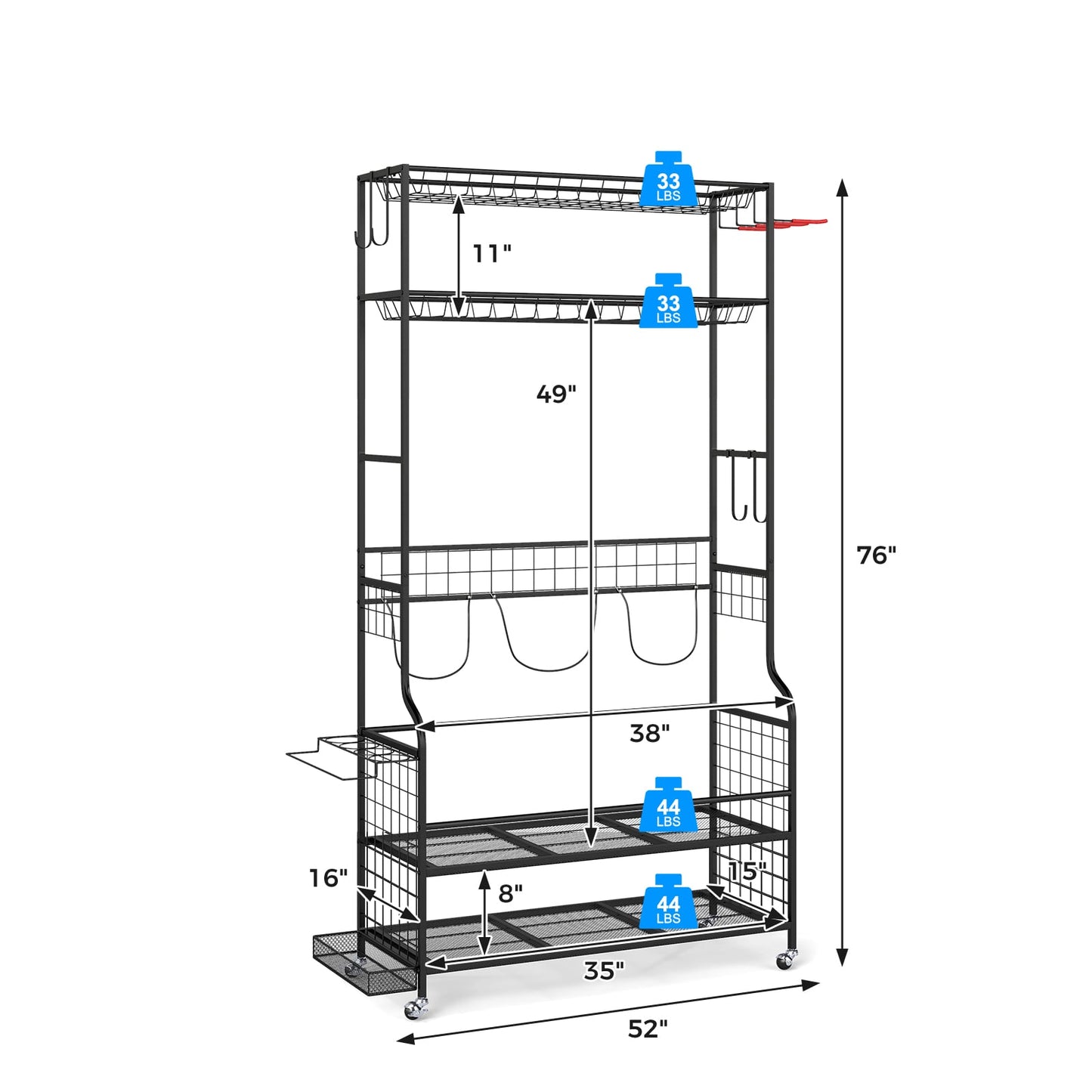 Mobile Sports Equipment Organizer, Golf Bag Storage, Club Rack, Black Sport Equipments at Gallery Canada