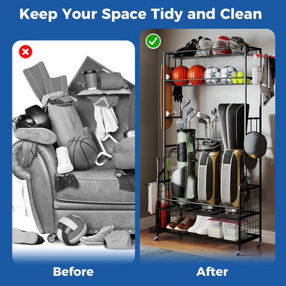Mobile Sports Equipment Organizer, Golf Bag Storage, Club Rack, Black Sport Equipments at Gallery Canada