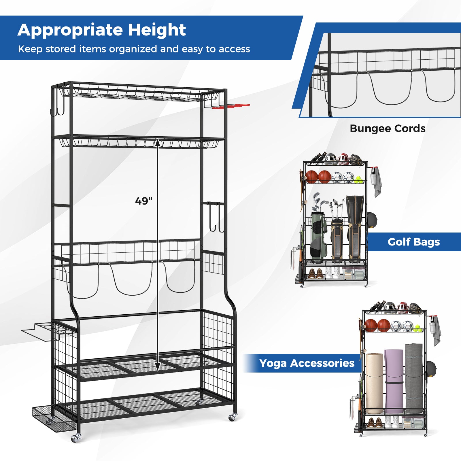 Mobile Sports Equipment Organizer, Golf Bag Storage, Club Rack, Black Sport Equipments at Gallery Canada