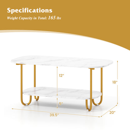 Modern 2-tier Faux Marble Top Coffee Table, White Coffee Tables at Gallery Canada