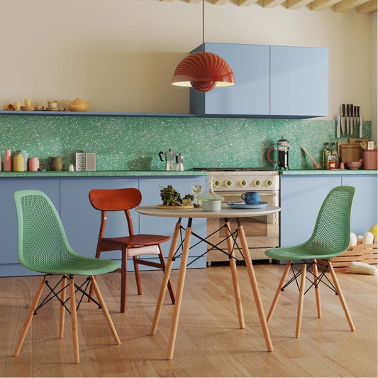 Modern 3-Piece Dining Set: Round Table with Set of 2 Hollow Plastic Chairs Dining Room Sets Options at Gallery Canada