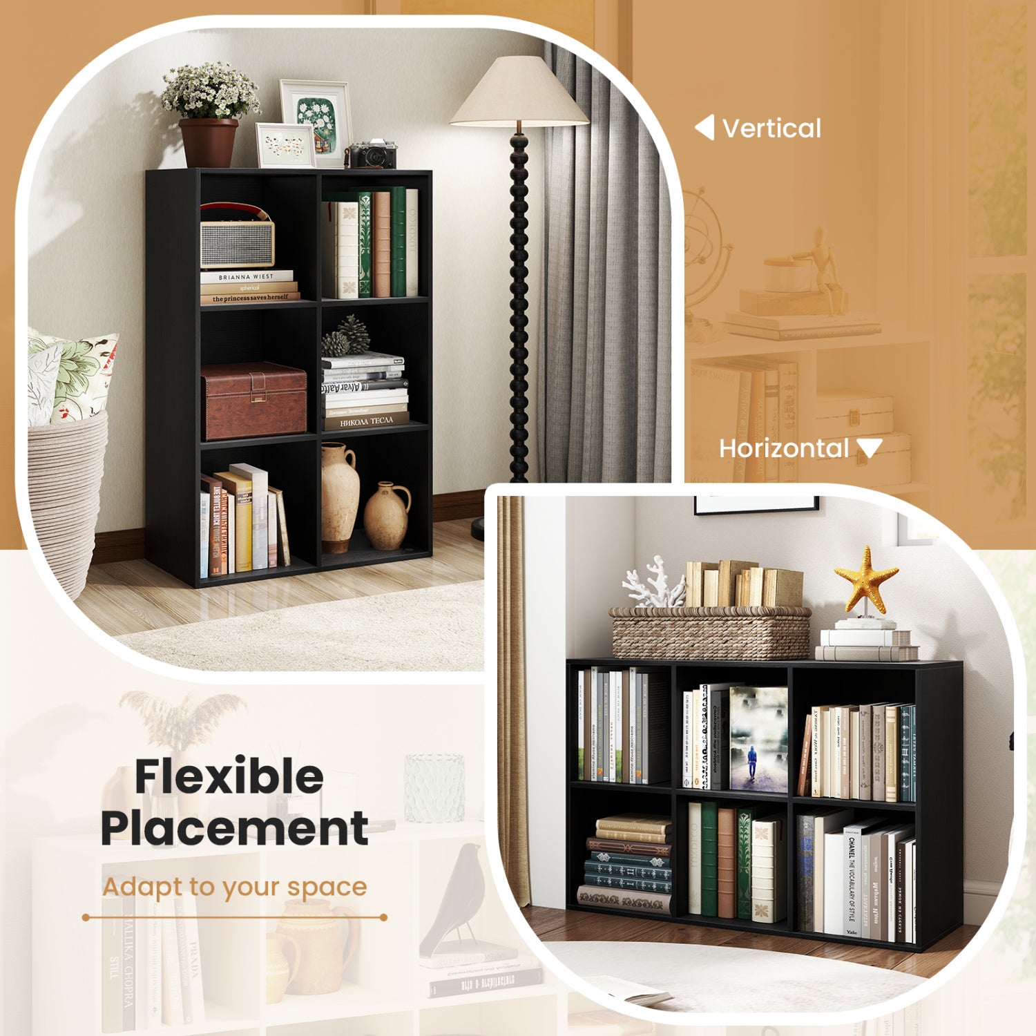 6-Cube Bookcase with Anti-Tipping Kit, Black Bookcases at Gallery Canada