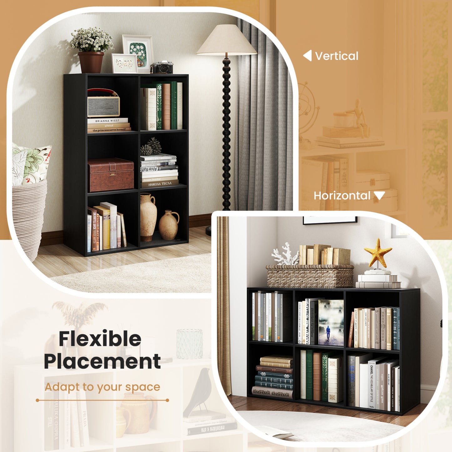 6-Cube Bookcase with Anti-Tipping Kit, Black Bookcases at Gallery Canada