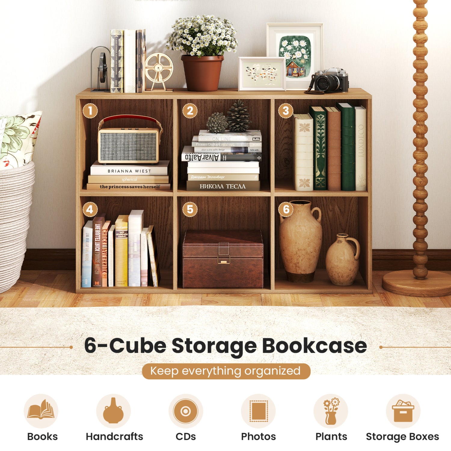 6-Cube Bookcase with Anti-Tipping Kit, Natural Bookcases at Gallery Canada