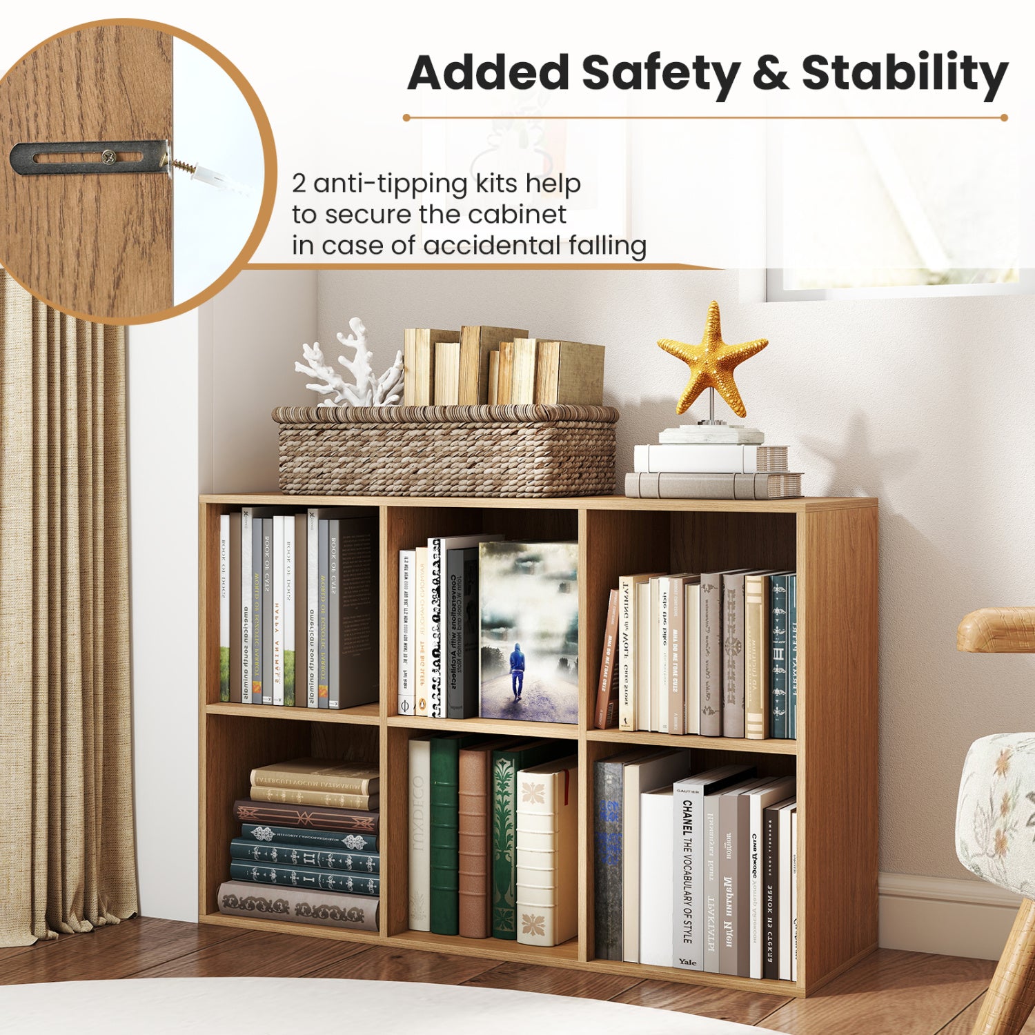 6-Cube Bookcase with Anti-Tipping Kit, Natural Bookcases at Gallery Canada
