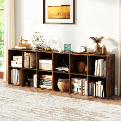 Modern 6-Cube Bookcase with Anti-tipping Kits for Bedroom Living Room, Rustic Brown