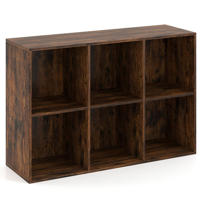 Modern 6-Cube Bookcase with Anti-tipping Kits for Bedroom Living Room, Rustic Brown