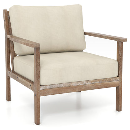 Modern Accent Chair with Solid Rubber Wood Armrests, Beige Accent Chairs at Gallery Canada