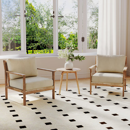 Modern Accent Chair with Solid Rubber Wood Armrests, Beige Accent Chairs at Gallery Canada