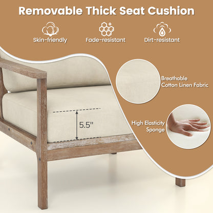 Modern Accent Chair with Solid Rubber Wood Armrests, Beige Accent Chairs at Gallery Canada