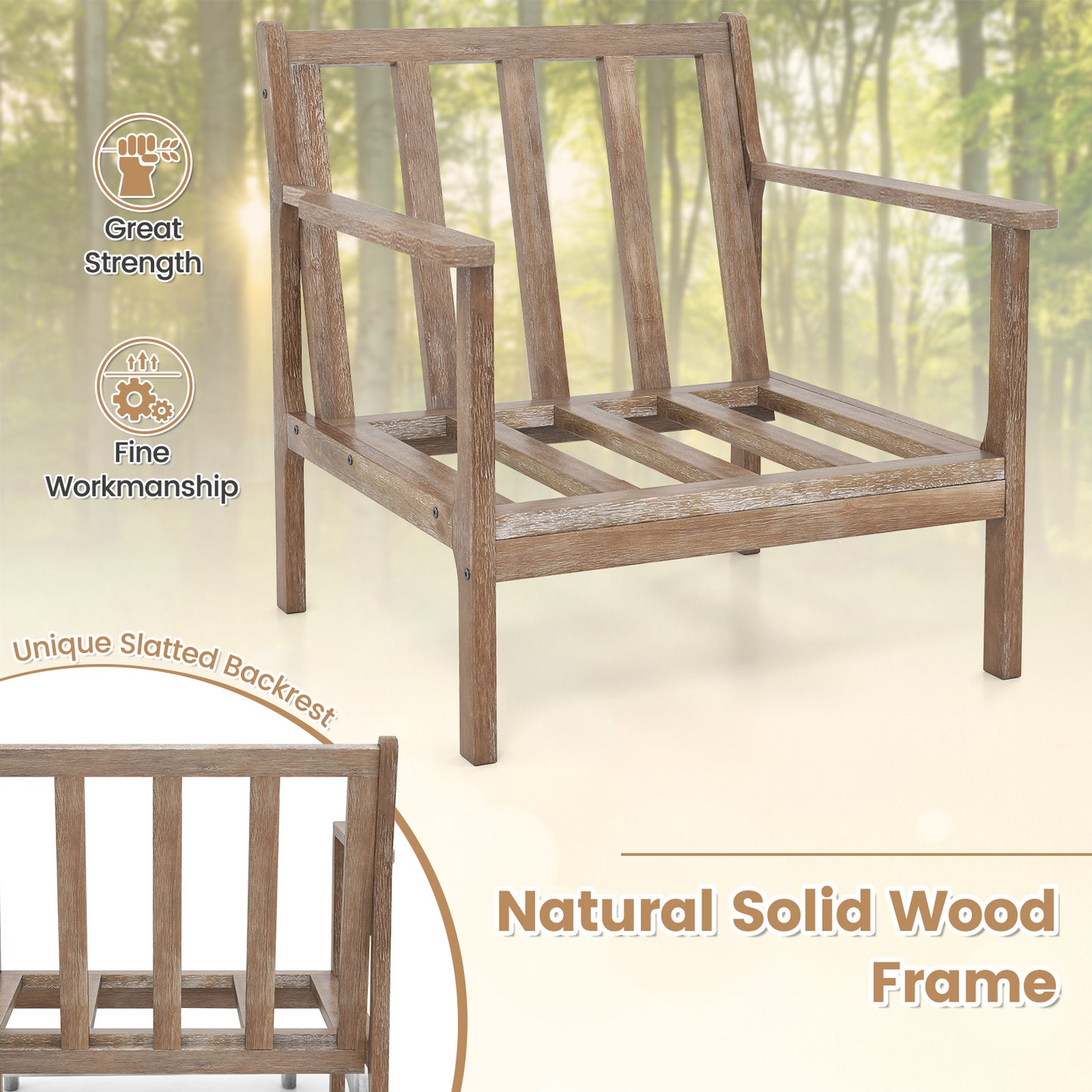 Modern Accent Chair with Solid Rubber Wood Armrests, Beige Accent Chairs at Gallery Canada