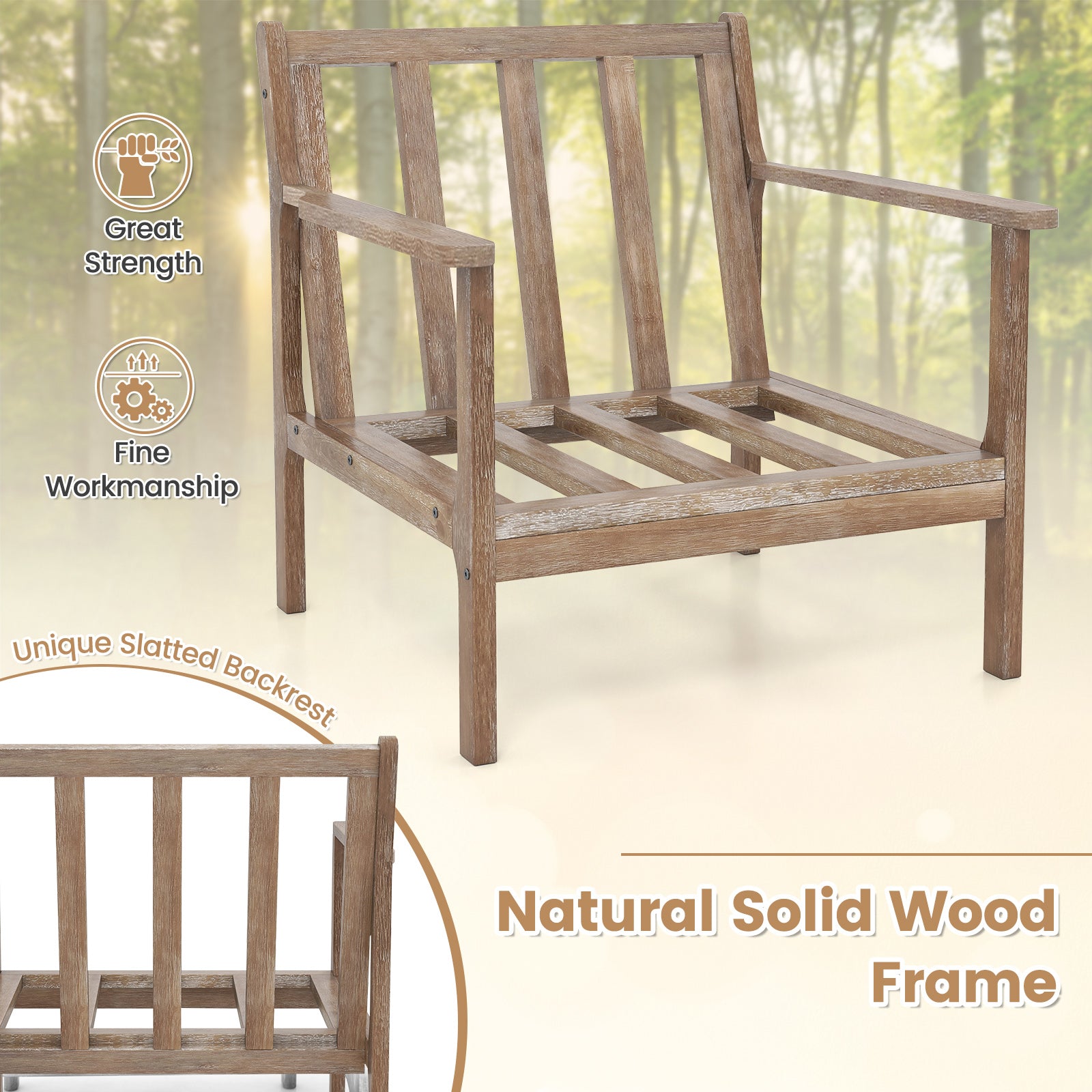 Modern Accent Chair with Solid Rubber Wood Armrests, Beige Accent Chairs at Gallery Canada