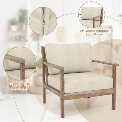 Modern Accent Chair with Solid Rubber Wood Armrests, Beige Accent Chairs at Gallery Canada