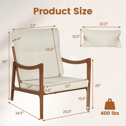 Modern Accent Chair, Solid Rubber Wood Faux Leather Armchair, White Accent Chairs at Gallery Canada