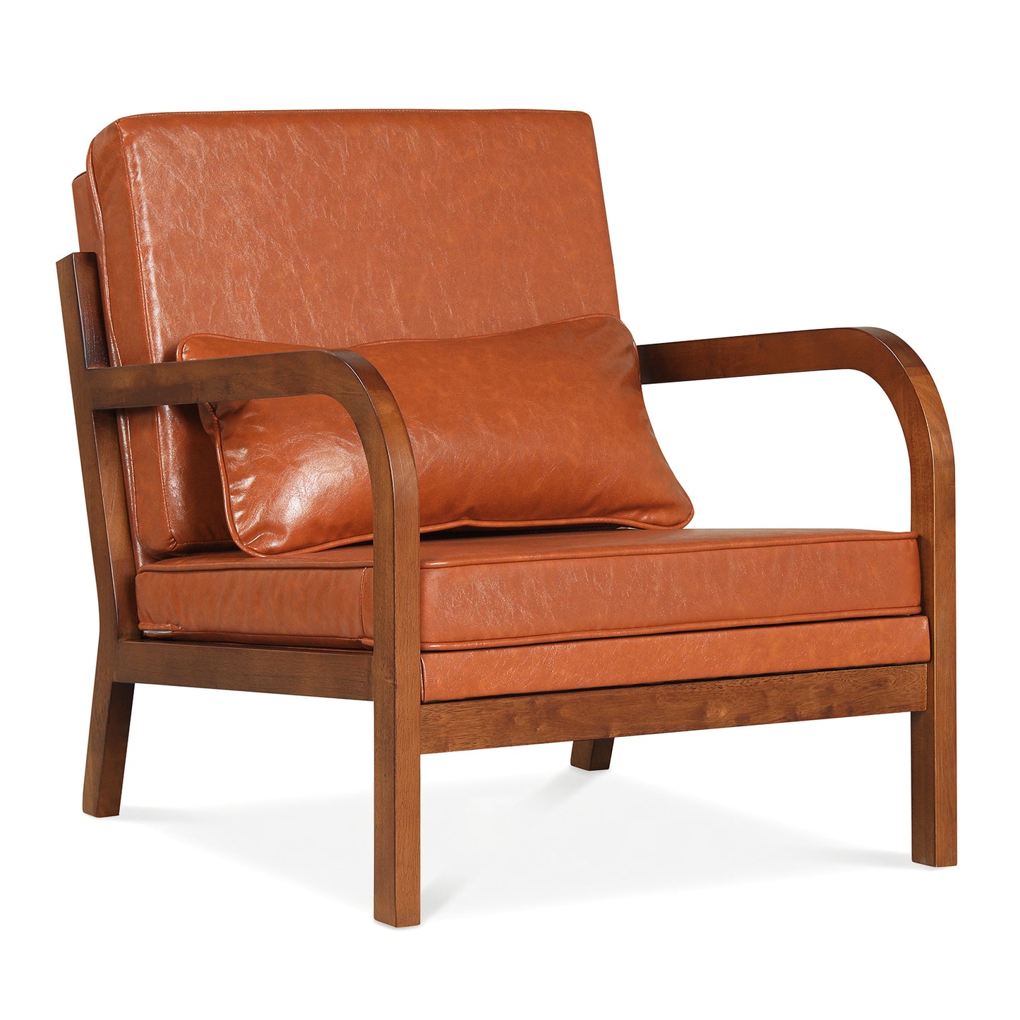 Modern Accent Chair, Faux Leather Linen Fabric, Brown Accent Chairs at Gallery Canada