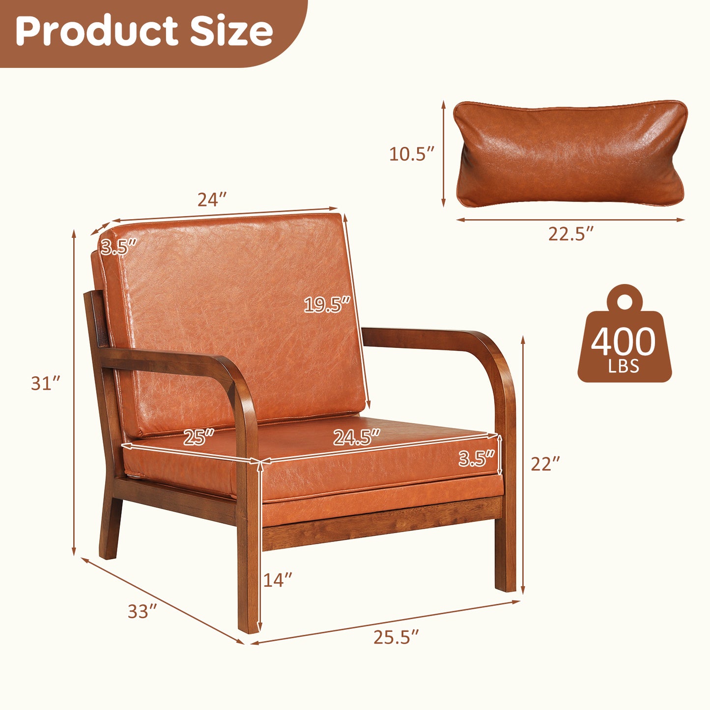 Modern Accent Chair, Faux Leather Linen Fabric, Brown Accent Chairs at Gallery Canada