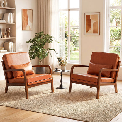Modern Accent Chair, Faux Leather Linen Fabric, Brown Accent Chairs at Gallery Canada