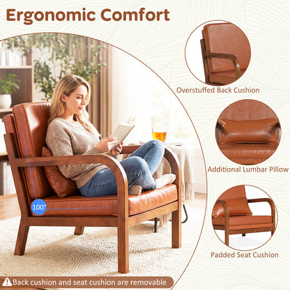 Modern Accent Chair, Faux Leather Linen Fabric, Brown Accent Chairs at Gallery Canada