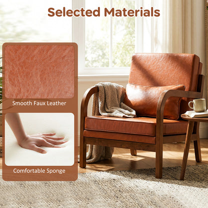 Modern Accent Chair, Faux Leather Linen Fabric, Brown Accent Chairs at Gallery Canada