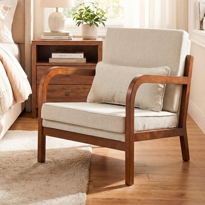 Modern Accent Chair, Faux Leather Linen Fabric, White Accent Chairs at Gallery Canada