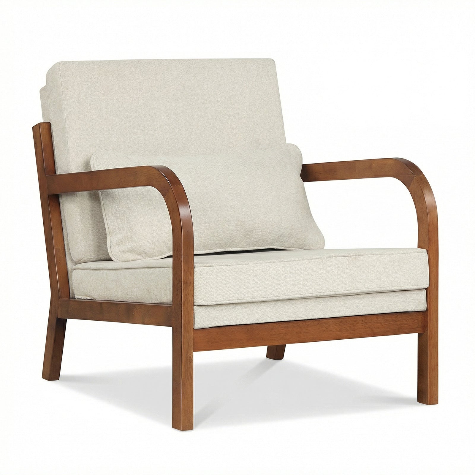 Modern Accent Chair, Faux Leather Linen Fabric, White Accent Chairs at Gallery Canada