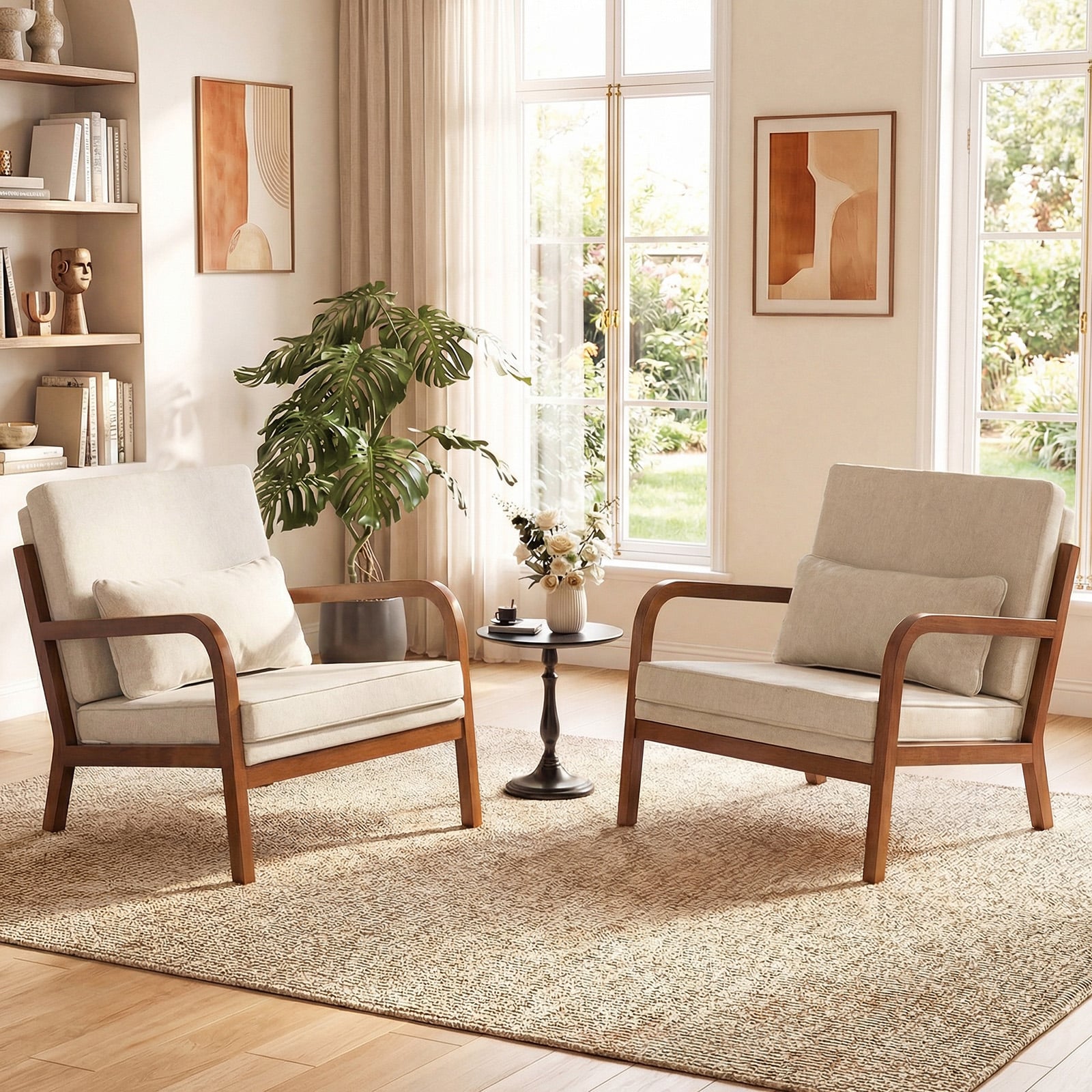 Modern Accent Chair, Faux Leather Linen Fabric, White Accent Chairs at Gallery Canada