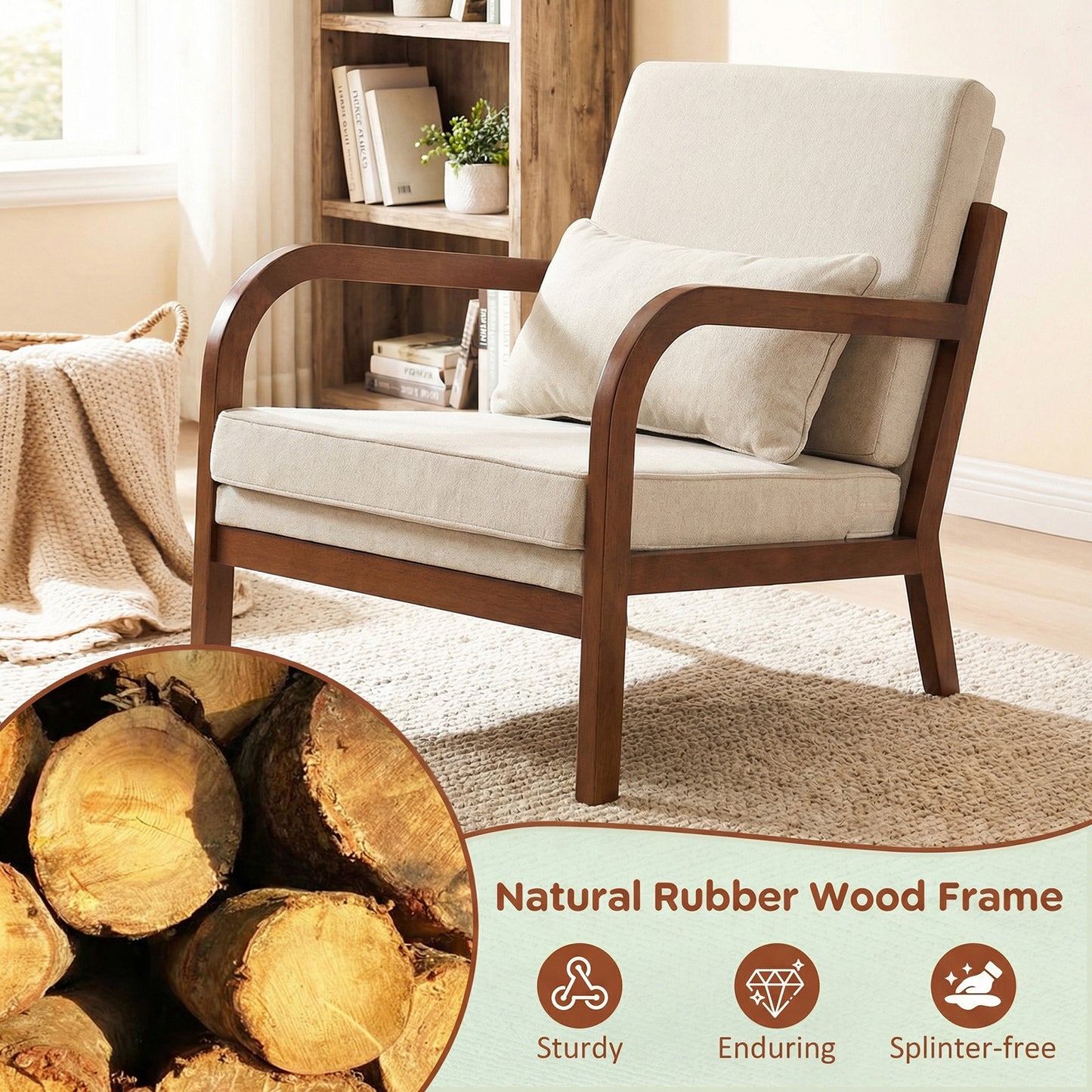 Modern Accent Chair, Faux Leather Linen Fabric, White Accent Chairs at Gallery Canada