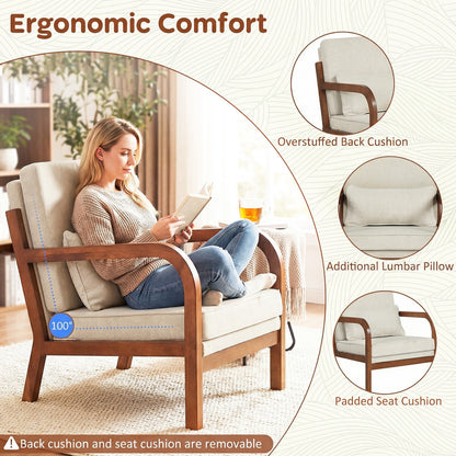 Modern Accent Chair, Faux Leather Linen Fabric, White Accent Chairs at Gallery Canada