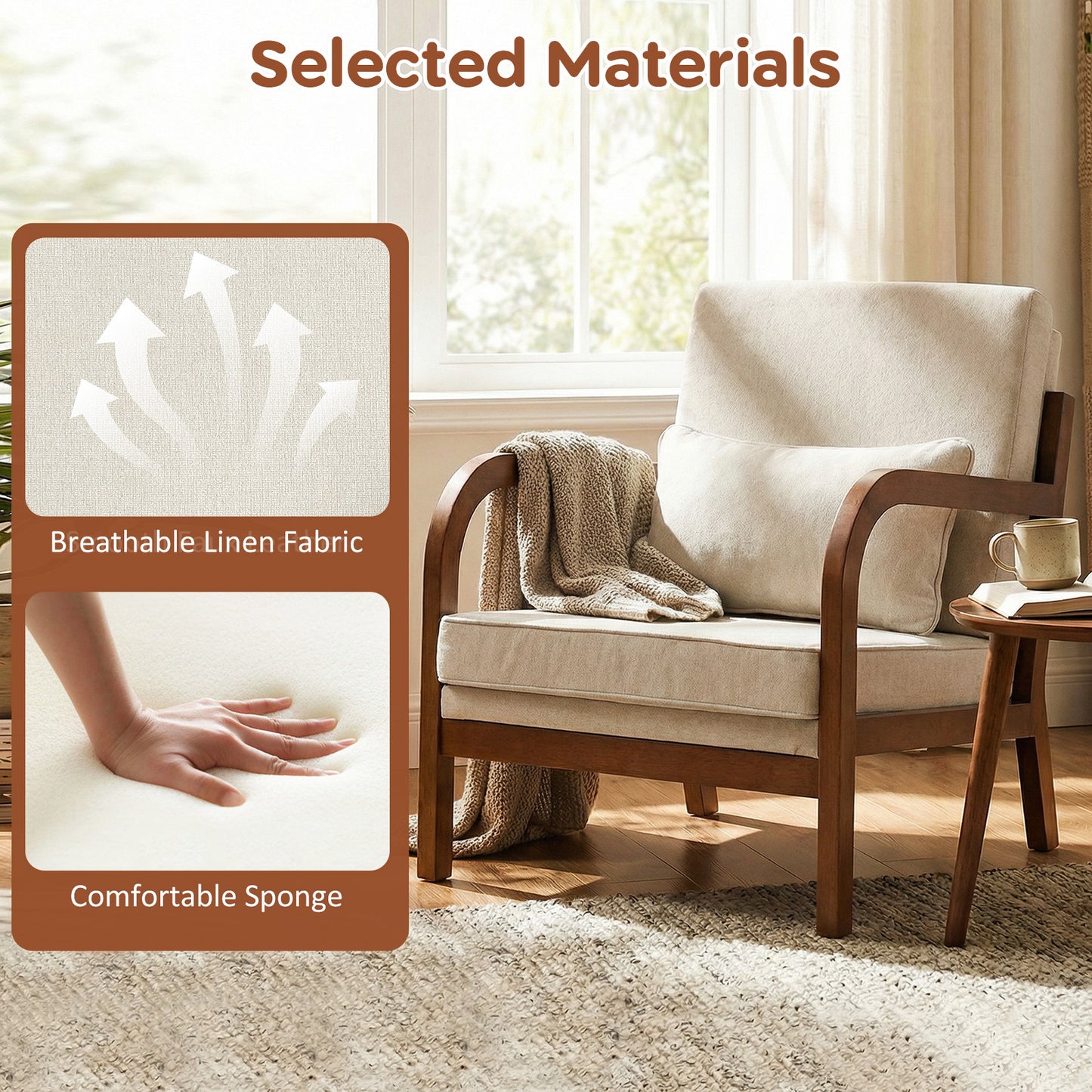 Modern Accent Chair, Faux Leather Linen Fabric, White Accent Chairs at Gallery Canada