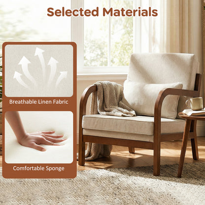 Modern Accent Chair, Faux Leather Linen Fabric, White Accent Chairs at Gallery Canada