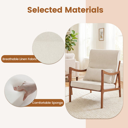 Modern Accent Chair, Solid Rubber Wood Faux Leather Armchair, White Accent Chairs at Gallery Canada