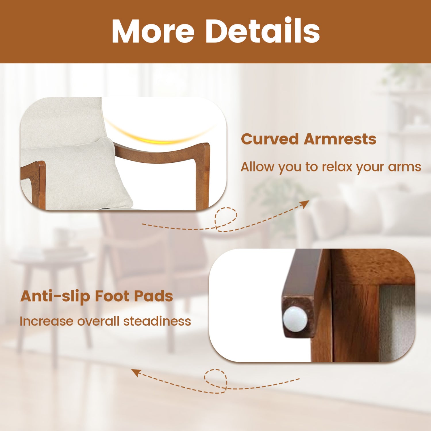 Modern Accent Chair, Solid Rubber Wood Faux Leather Armchair, White Accent Chairs at Gallery Canada