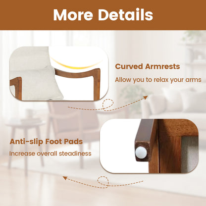 Modern Accent Chair, Solid Rubber Wood Faux Leather Armchair, White Accent Chairs at Gallery Canada