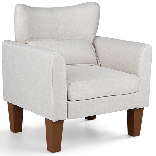 Accent Chair w/ Removable Cushion & Pillow, Beige