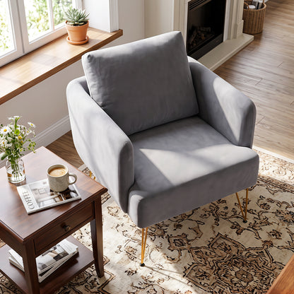 Chaise d'appoint moderne avec coussin de dossier, grise