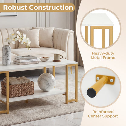 Modern Accent Table With Open Storage Shelf, White Coffee Tables at Gallery Canada