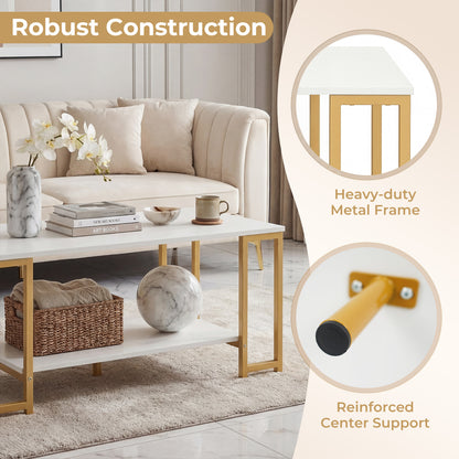 Modern Accent Table With Open Storage Shelf, White Coffee Tables at Gallery Canada
