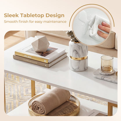 Modern Accent Table With Open Storage Shelf, White Coffee Tables at Gallery Canada