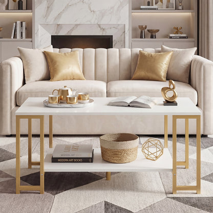 Modern Accent Table With Open Storage Shelf, White Coffee Tables at Gallery Canada