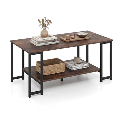 Modern Accent Table with Open Storage Shelf for Apartment and Lounge, Rustic Brown Coffee Tables at Gallery Canada