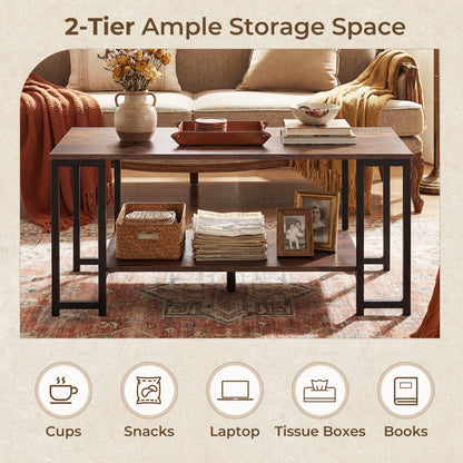 Modern Accent Table with Open Storage Shelf for Apartment and Lounge, Rustic Brown Coffee Tables at Gallery Canada