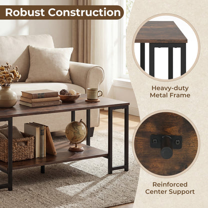 Modern Accent Table with Open Storage Shelf for Apartment and Lounge, Rustic Brown Coffee Tables at Gallery Canada