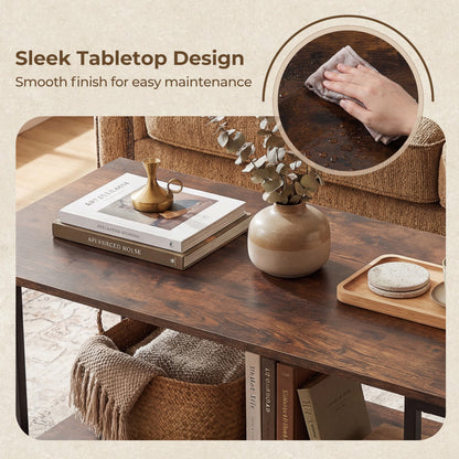 Modern Accent Table with Open Storage Shelf for Apartment and Lounge, Rustic Brown Coffee Tables at Gallery Canada