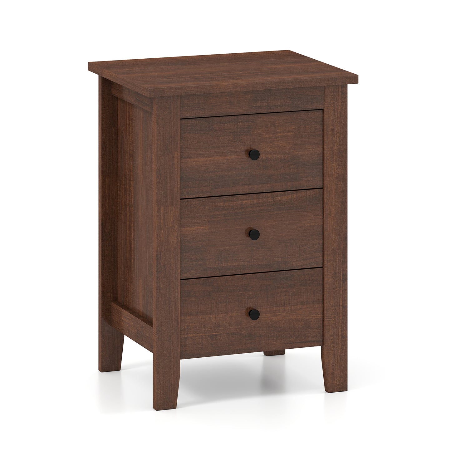 Modern Bedside Cabinet with 3 Drawers for Living Room and Bedroom, Walnut Bedroom Walnut at Gallery Canada