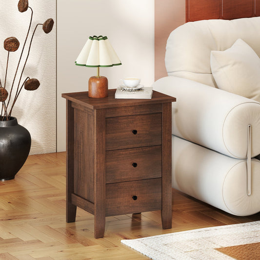 Modern Bedside Cabinet, 3 Drawers, Walnut Bedroom Walnut at Gallery Canada